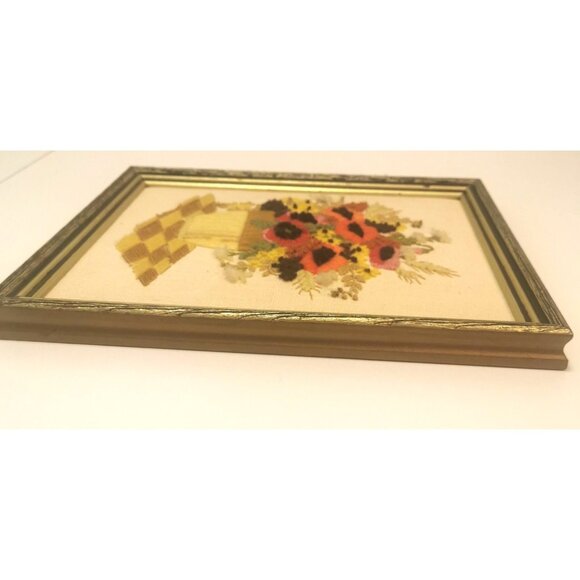 Vintage Floral Crewel Pictures in Wooden Frames - Bouquets - Picture 11 of 13